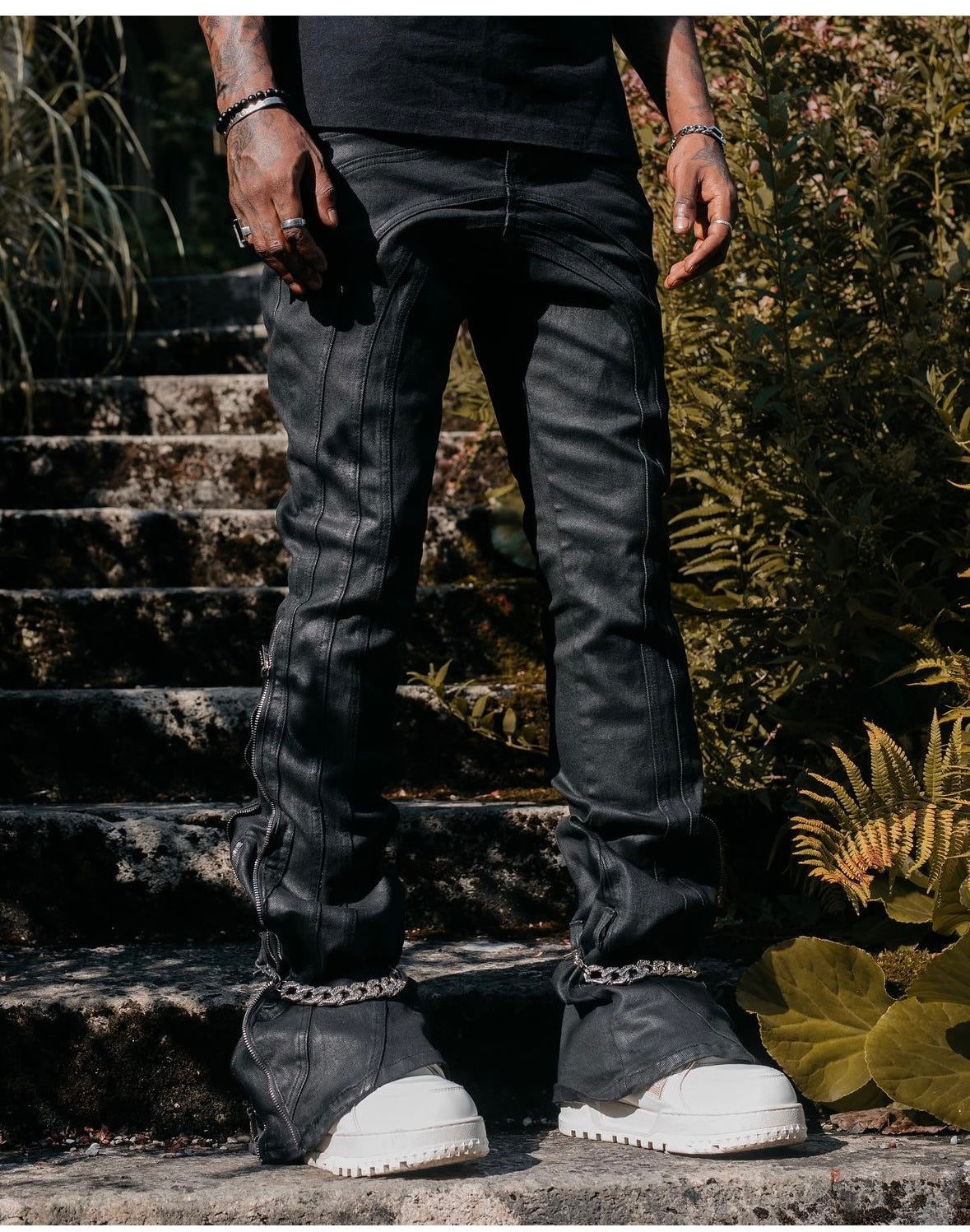 GUAPI Obsidian Black Waxed Chain Denim