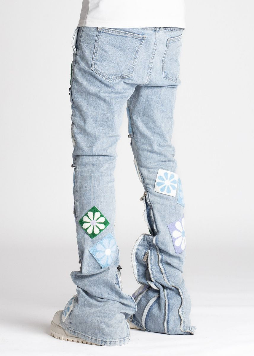 GUAPI Auqa Blue Flowers Denim