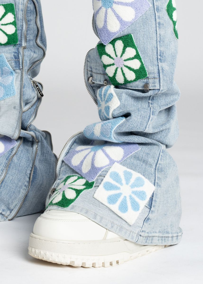 GUAPI Auqa Blue Flowers Denim