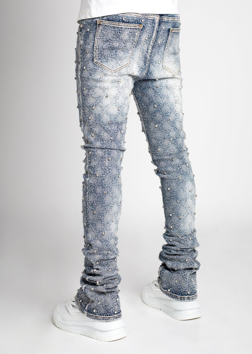 GUAPI Aqua Blue Embellished Denim