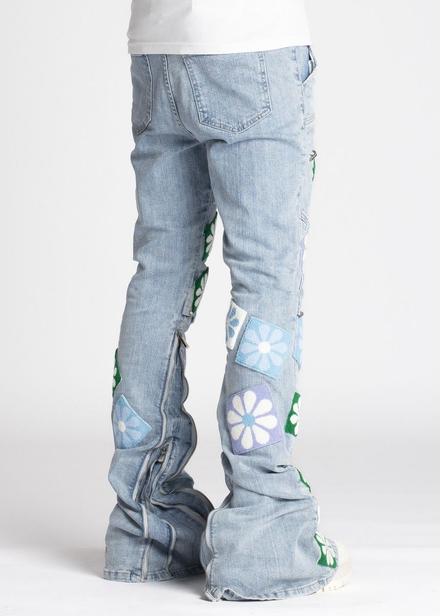 GUAPI Auqa Blue Flowers Denim