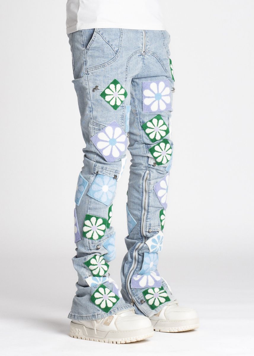 GUAPI Auqa Blue Flowers Denim