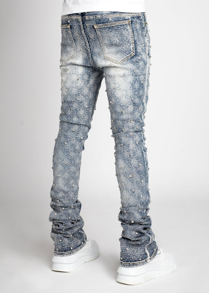 GUAPI Aqua Blue Embellished Denim