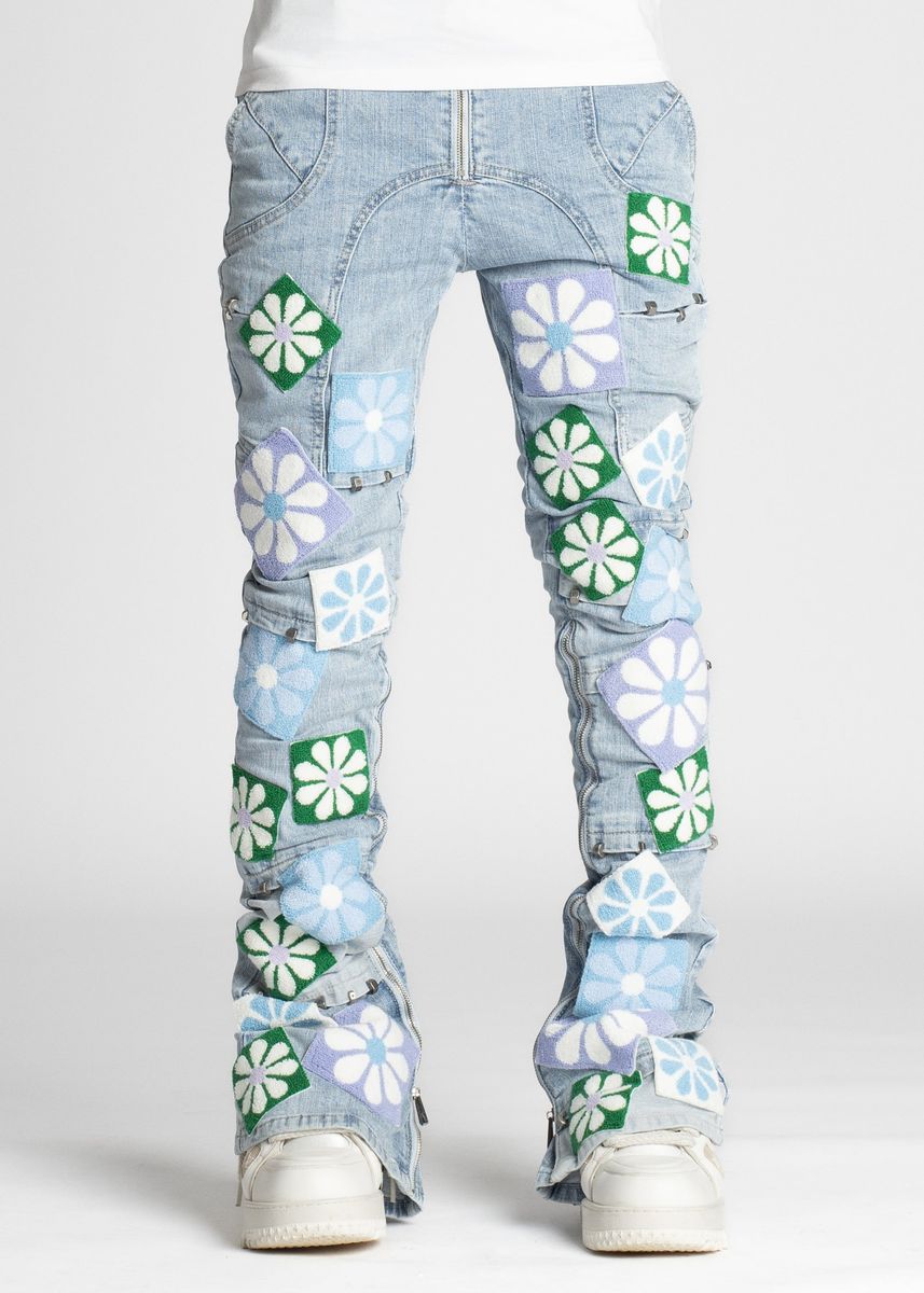 GUAPI Auqa Blue Flowers Denim