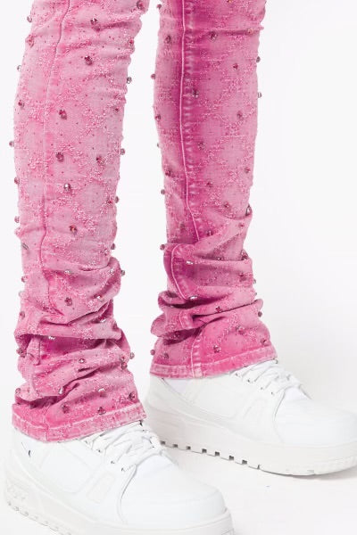 Guapi Vintage Pink Embellished Denim