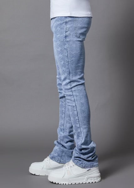 Laser Distressed Stacked Denim