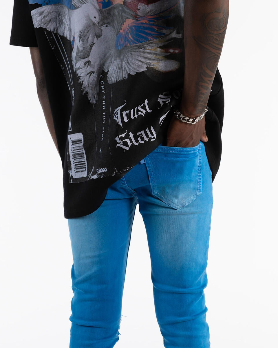 INSPIRED BY" FLARE STACK DENIM