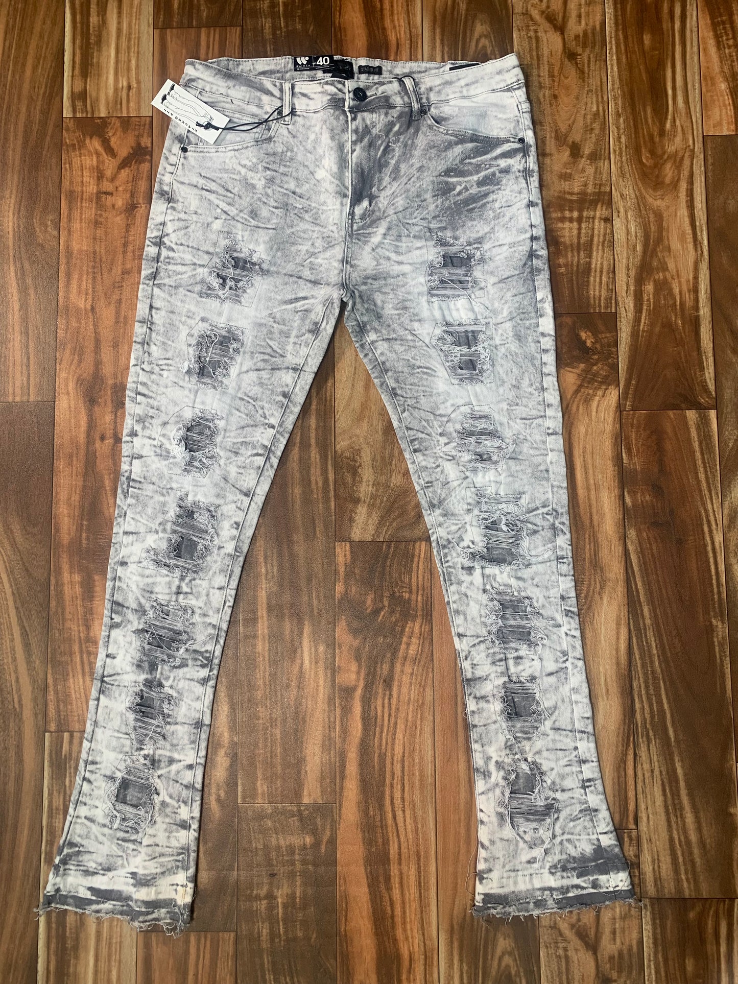 Grey Acid Stack Jeans