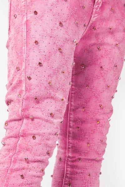 Guapi Vintage Pink Embellished Denim