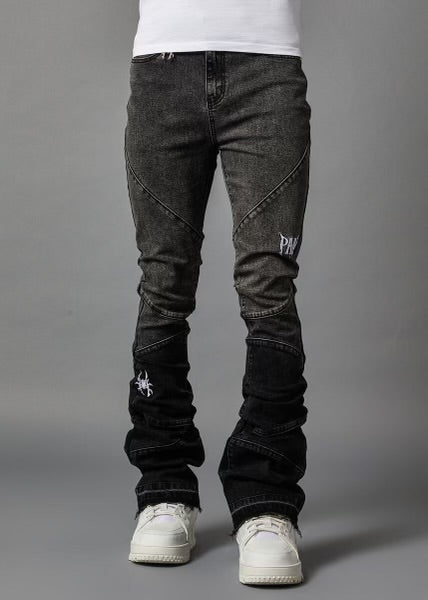 Grey Fade Stacked Denim