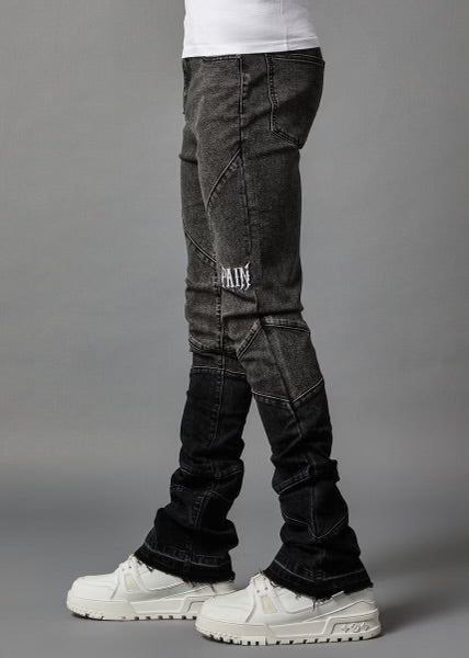 Grey Fade Stacked Denim
