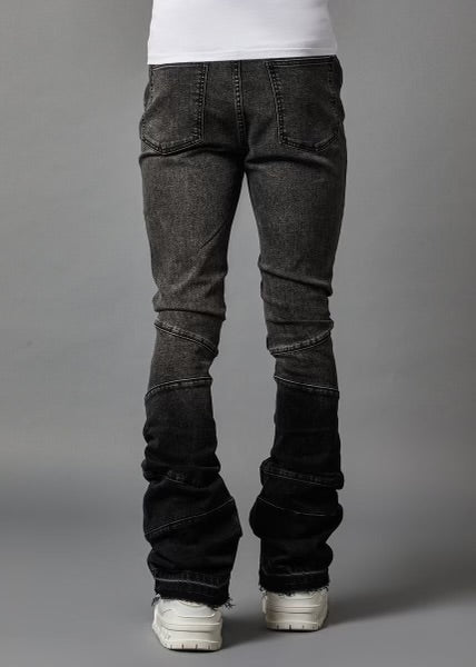 Grey Fade Stacked Denim