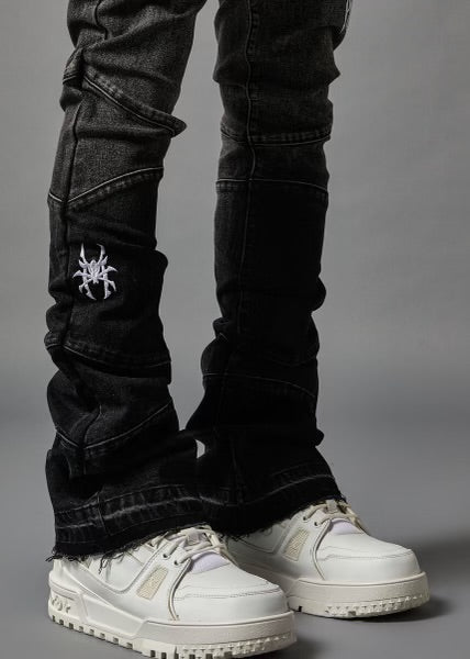 Grey Fade Stacked Denim