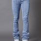 Laser Distressed Stacked Denim