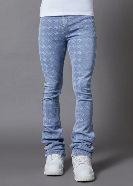 Laser Distressed Stacked Denim