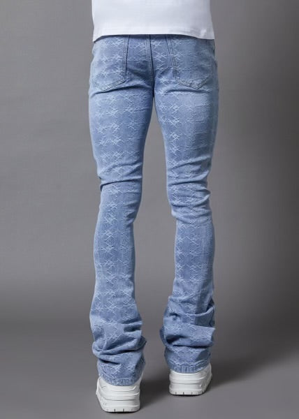 Laser Distressed Stacked Denim