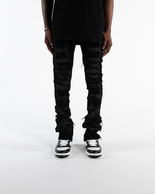 "NOW OR NEVER" FLARE STACK DENIM